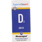 Superior Source, D3, 400 IU, 100 MicroLingual Instant Dissolve Tablets - The Supplement Shop