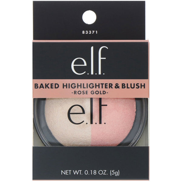 E.L.F., Baked Highlighter & Blush, Rose Gold, 0.18 oz (5 g) - The Supplement Shop