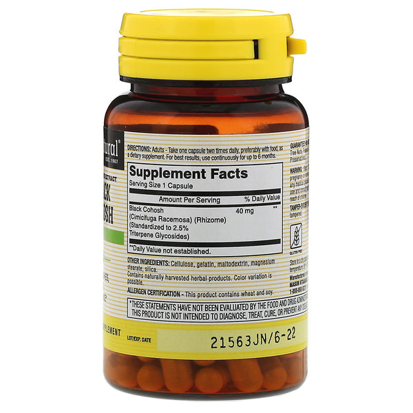 Mason Natural, Black Cohosh, Standardized Extract, 60 Capsules - The Supplement Shop