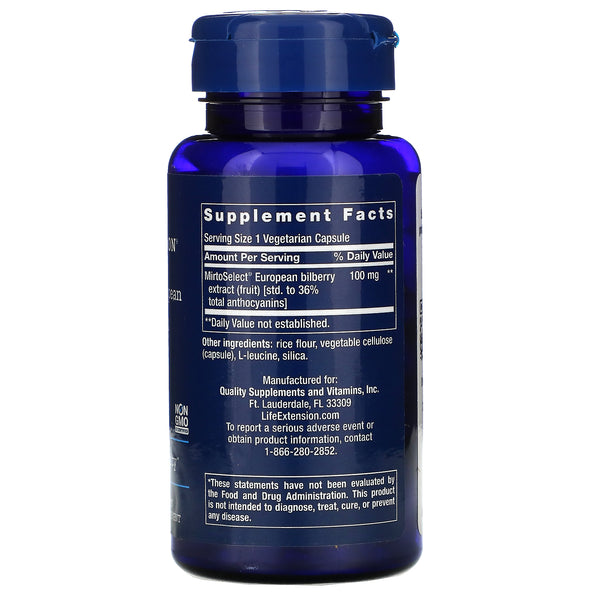 Life Extension, Standardized European Bilberry Extract, 100 mg, 90 Vegetarian Capsules - The Supplement Shop