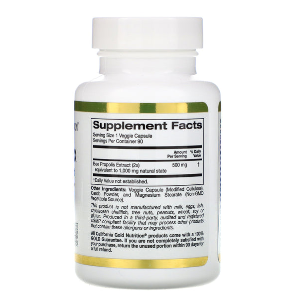 California Gold Nutrition, Bee Propolis 2X, Concentrated Extract, 500 mg, 90 Veggie Caps - The Supplement Shop