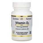 California Gold Nutrition, Vitamin D3, 125 mcg (5,000 IU), 90 Fish Gelatin Softgels - The Supplement Shop