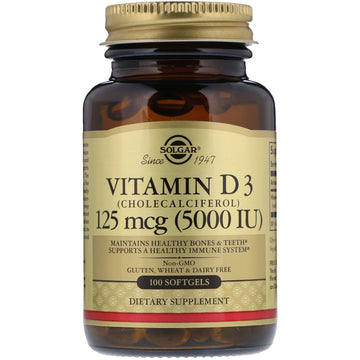 Solgar, Vitamin D3 (Cholecalciferol), 125 mcg (5,000 IU), 100 Softgels