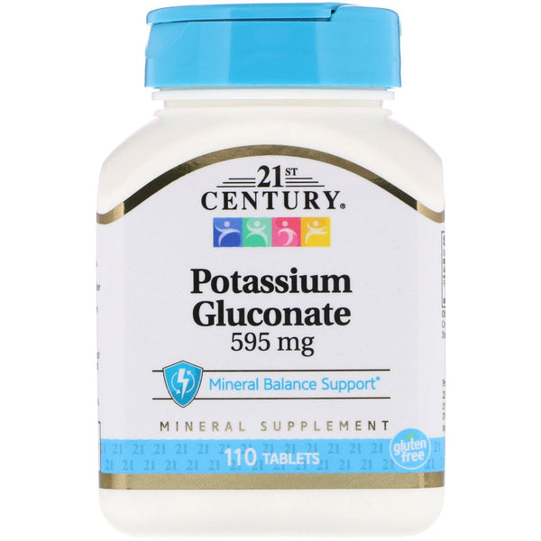 21st Century, Potassium Gluconate, 595 mg, 110 Tablets - The Supplement Shop