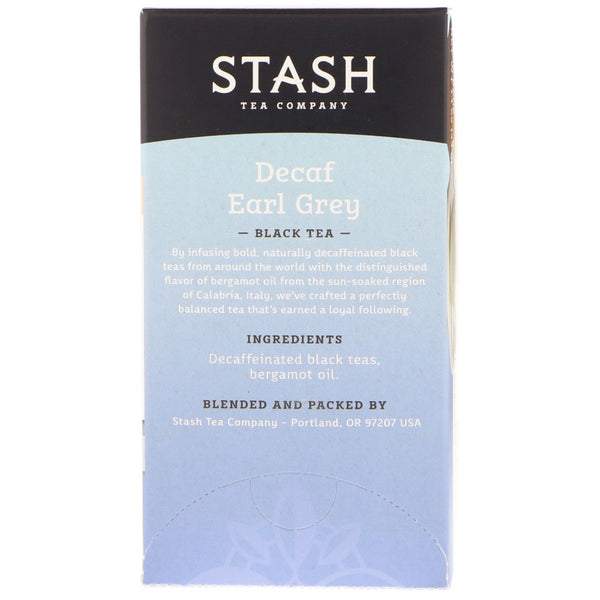 Stash Tea, Black Tea, Decaf Earl Grey, 18 Tea Bags, 1.1 oz (33 g) - The Supplement Shop