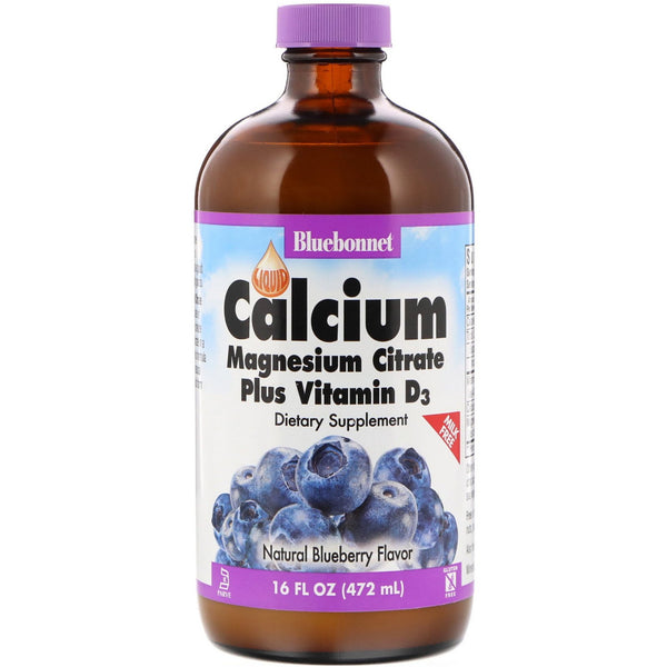 Bluebonnet Nutrition, Liquid Calcium Magnesium Citrate Plus Vitamin D3, Natural Blueberry Flavor, 16 fl oz (472 ml) - The Supplement Shop