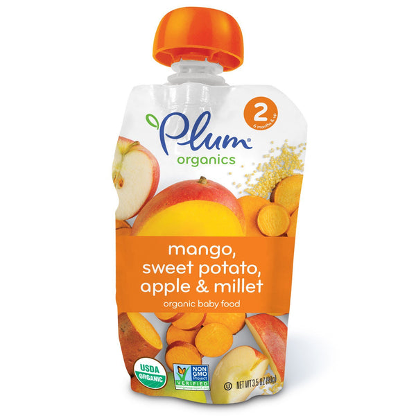 Plum Organics, Organic Baby Food, Stage 2, Mango, Sweet Potato Apple & Millet, 3.5 oz (99 g) - The Supplement Shop