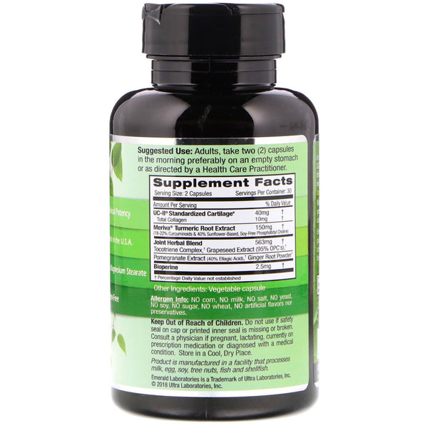 Emerald Laboratories, UC-II Joint Formula, 60 Vegetable Caps - The Supplement Shop