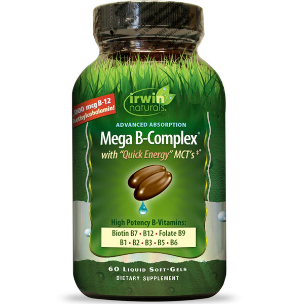 Irwin Naturals, Mega B Complex with Quick Energy MCT's, 60 Liquid Soft-Gels - The Supplement Shop