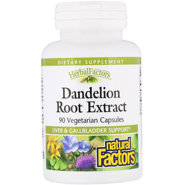 Natural Factors, Dandelion Root Extract, 90 Vegetarian Capsules - The Supplement Shop