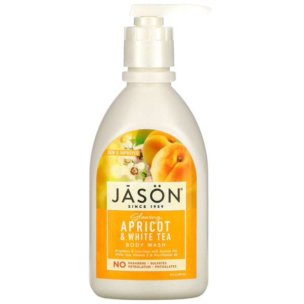 Jason Natural, Body Wash, Glowing Apricot & White Tea, 30 fl oz (887 ml) - The Supplement Shop