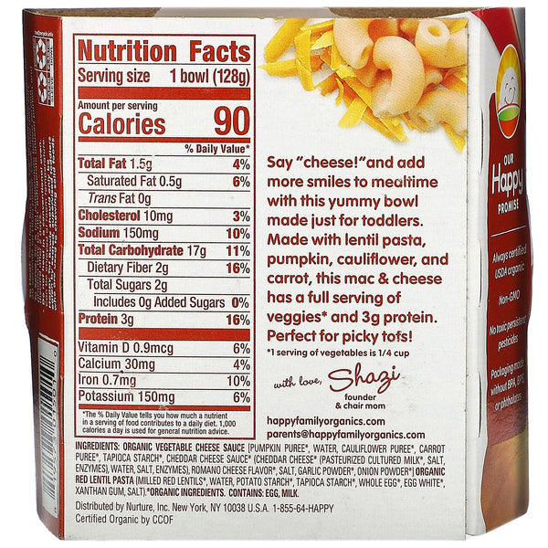 Happy Family Organics, Organics Happy Tot, 12+ Months, Mac & Cheese, 4.5 oz (128 g) - The Supplement Shop