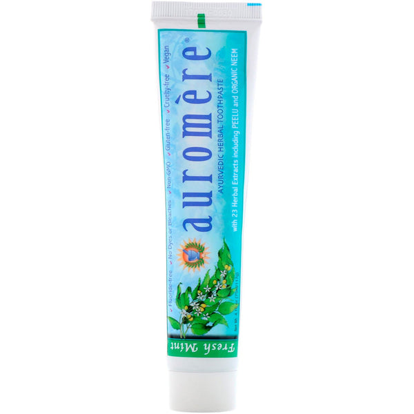 Auromere, Ayurvedic Herbal Toothpaste, Fresh Mint, 4.16 oz (117 g) - The Supplement Shop
