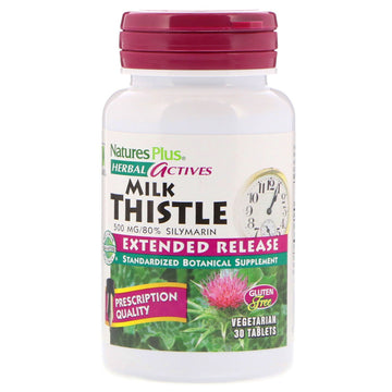 Nature's Plus, Herbal Actives, Milk Thistle, Extended Release, 500 mg, 30 Tablets