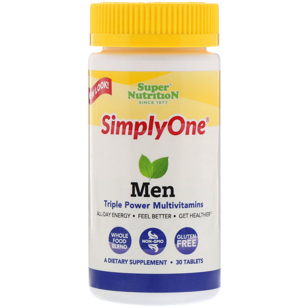 Super Nutrition, SimplyOne, Men, Triple Power Multivitamin, 30 Tablets - The Supplement Shop