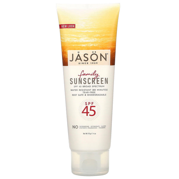 Jason Natural, Family, Natural Sunscreen, SPF 45, 4 oz (113 g)