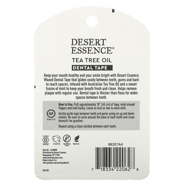Desert Essence, Tea Tree Oil Dental Tape, Waxed, 30 Yds (27.4 m) - The Supplement Shop