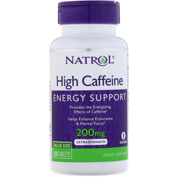 Natrol, High Caffeine, Extra Strength, 200 mg, 100 Tablets - The Supplement Shop