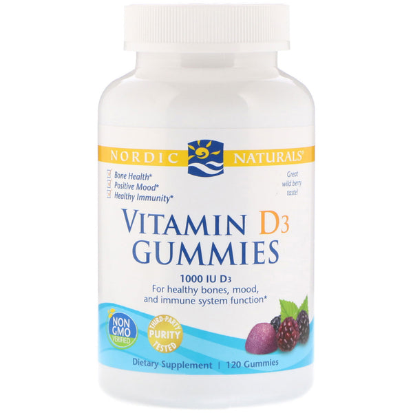 Nordic Naturals, Vitamin D3 Gummies, Wild Berry, 1000 IU, 120 Gummies - The Supplement Shop