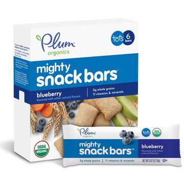 Plum Organics, Tots, Mighty Snack Bars, Blueberry, 6 Bars, 0.67 oz (19 g) Each