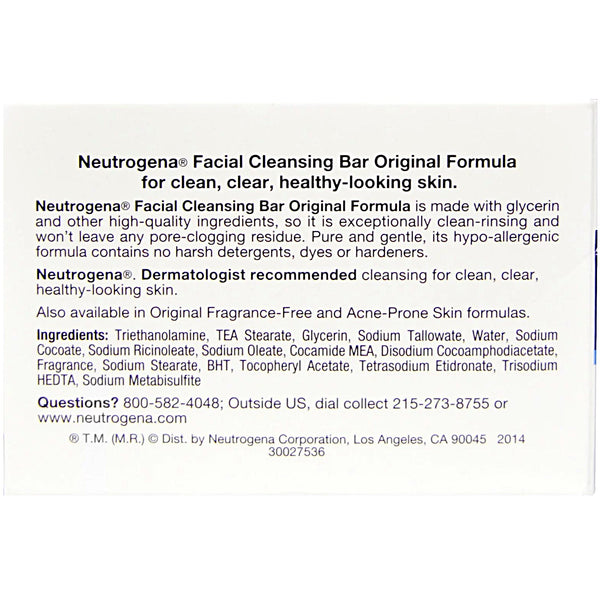 Neutrogena, Facial Cleansing Bar, 3.5 oz (100 g) - The Supplement Shop