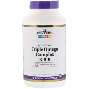 21st Century, Triple Omega Complex 3-6-9, 180 Enteric Coated Softgels
