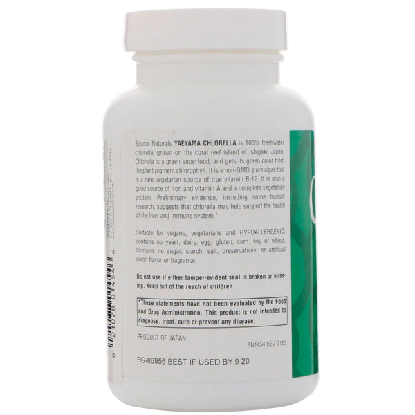 Source Naturals, Yaeyama Chlorella, 200 mg, 600 Tablets - The Supplement Shop
