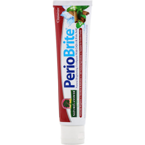 Nature's Answer, PerioBrite, Natural Brightening Toothpaste with CoQ10 & Folic Acid, Cinnamint, 4 oz (113.4 g) - The Supplement Shop