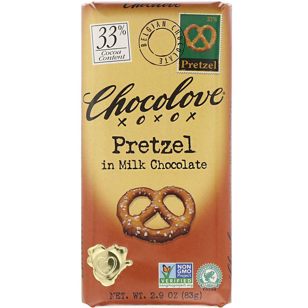 Chocolove, Pretzel in Milk Chocolate, 30% Cocoa, 2.9 oz (83 g) - The Supplement Shop