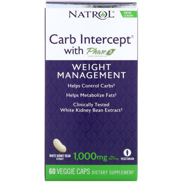 Natrol, Carb Intercept with Phase 2 Carb Controller, 1,000 mg, 60 Veggie Caps