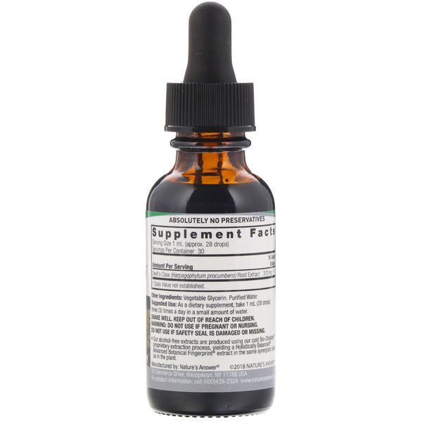 Nature's Answer, Devil's Claw Extract, Alcohol-Free, 370 mg, 1 fl oz (30 ml) - The Supplement Shop