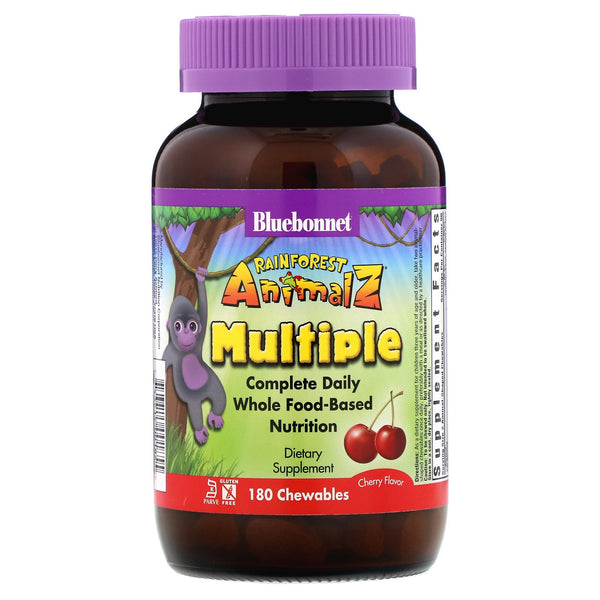 Bluebonnet Nutrition, Rainforest Animalz, Complete Daily, Multiple, Cherry Flavor, 180 Chewables - The Supplement Shop