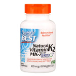 Doctor's Best, Natural Vitamin K2 MK-7 with MenaQ7, 100 mcg, 60 Veggie Caps - The Supplement Shop
