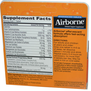 AirBorne, Blast of Vitamin C, Zesty Orange, 10 Effervescent Tablets