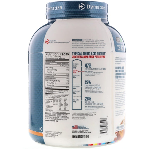 Dymatize Nutrition, ISO100 Hydrolyzed, 100% Whey Protein Isolate, Cinnamon Bun, 5 lbs (2.3 kg) - The Supplement Shop