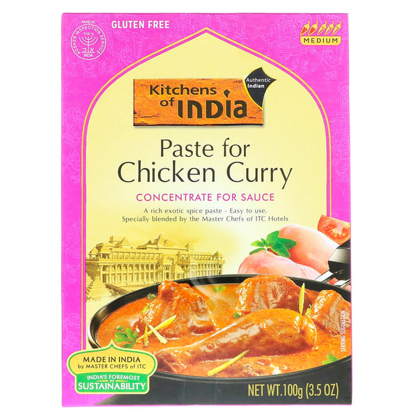 Kitchens of India, Paste for Chicken Curry, Concentrate For Sauce, Medium, 3.5 oz (100 g) - The Supplement Shop