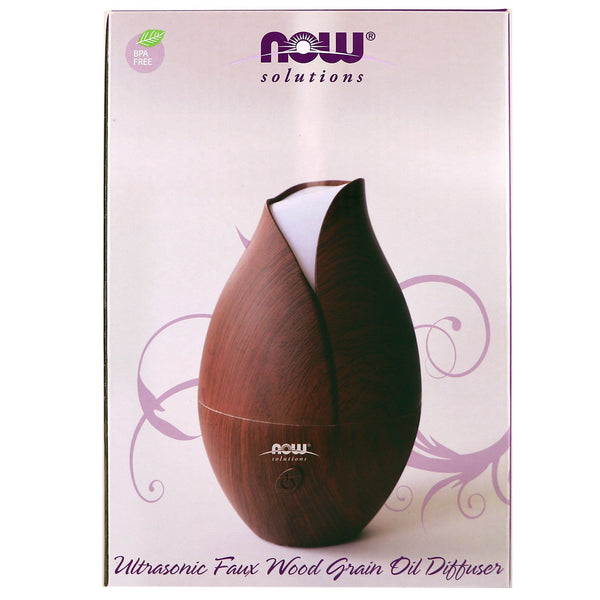Now Foods, Solutions, Ultrasonic Faux Wood Grain Oil Diffuser, 1 Piece - The Supplement Shop