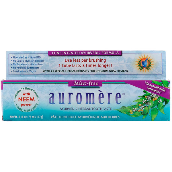 Auromere, Ayurvedic Herbal Toothpaste, Mint-Free, 4.16 oz (117 g) - The Supplement Shop