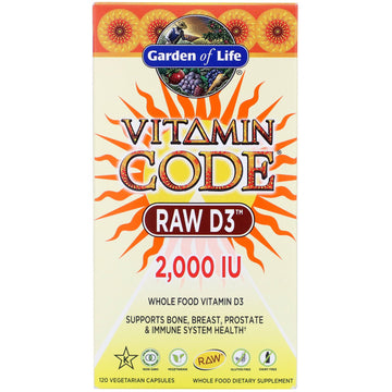 Garden of Life, Vitamin Code, RAW D3, 2,000 IU, 120 Vegetarian Capsules