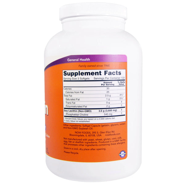 Now Foods, Non-GMO Lecithin, 1,200 mg, 400 Softgels - The Supplement Shop