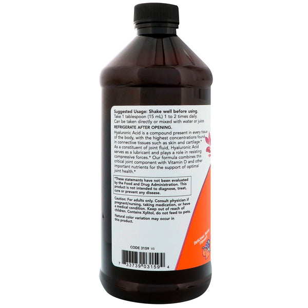 Now Foods, Liquid Hyaluronic Acid, Berry Flavor, 100 mg, 16 fl oz (473 ml)