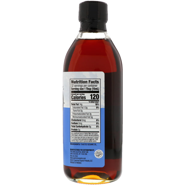 Spectrum Culinary, Toasted Sesame Oil, Unrefined, 16 fl oz (473 ml) - The Supplement Shop
