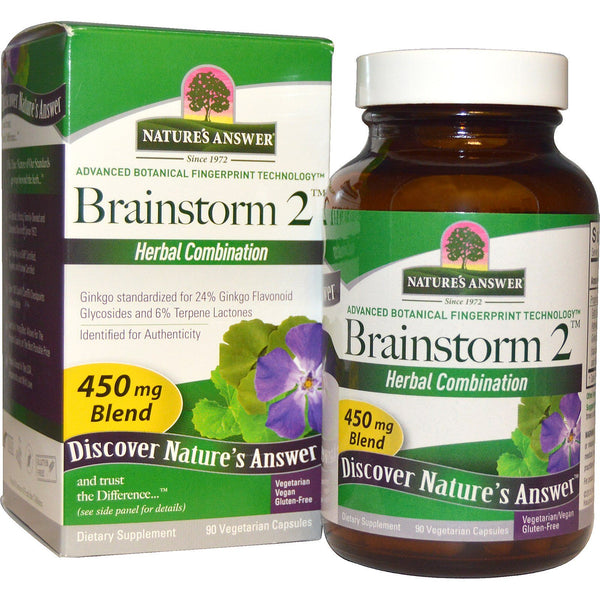 Nature's Answer, Brainstorm 2, Herbal Combination, 450 mg, 90 Vegetarian Capsules - The Supplement Shop