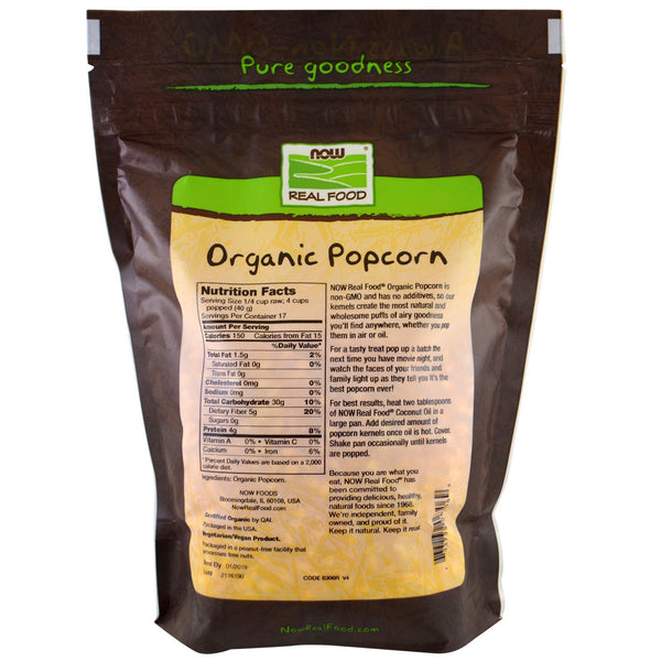 Now Foods, Real Food, Organic Popcorn, 1.5 lbs (680 g)