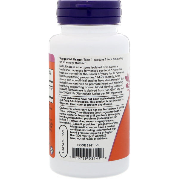 Now Foods, Nattokinase, 100 mg, 120 Veg Capsules - The Supplement Shop