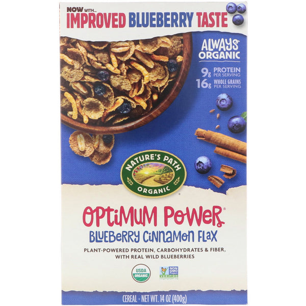 Nature's Path, Organic Optimum Power Cereal, Blueberry Cinnamon Flax, 14 oz (400 g) - The Supplement Shop