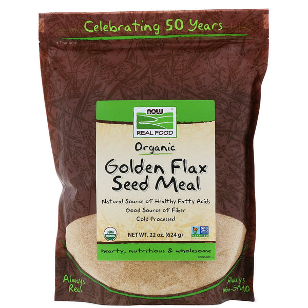 Now Foods, Real Food, Golden Flax Seed Meal, 1.4 lbs (624 g) - The Supplement Shop