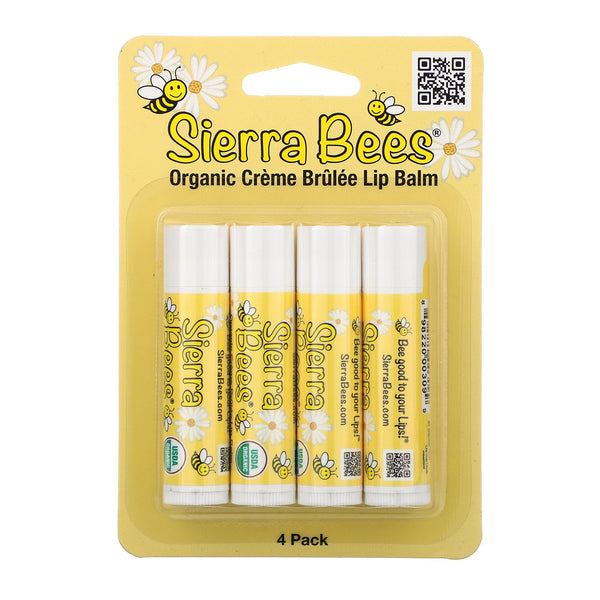 Sierra Bees, Organic Lip Balms, Creme Brulee, 4 Pack, .15 oz (4.25 g) Each - The Supplement Shop