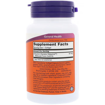 NOW Foods, Ubiquinol CoQH-CF, 50 mg, 60 Softgels