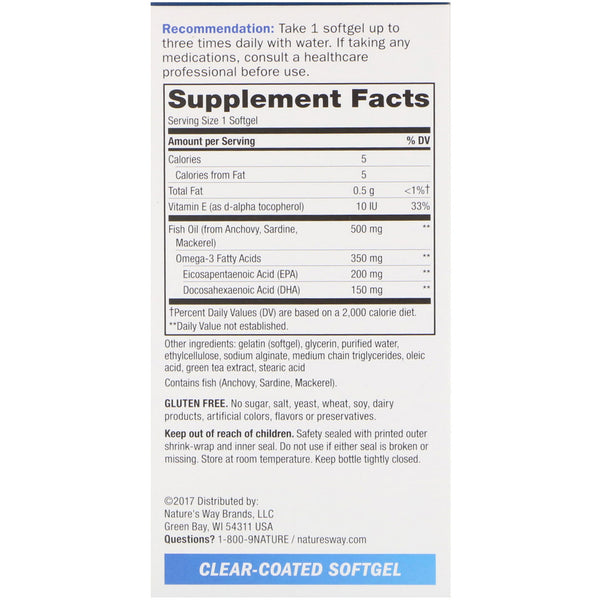 Nature's Way, Super Fisol, Fish Oil, Enteric Coated, 180 Softgels - The Supplement Shop